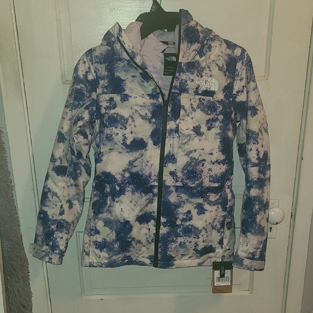 The North Face Abstract Blue, Purple, and White Coat